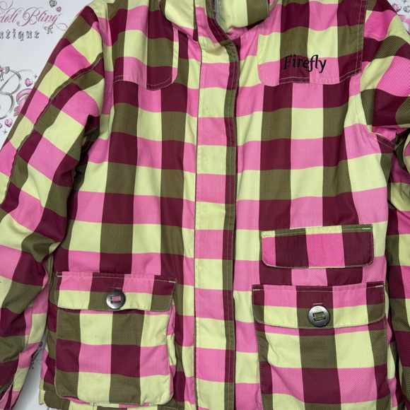 Firefly coat winter ski snowboard plaid green pink warm outdoor snow waterproof - Picture 2 of 6